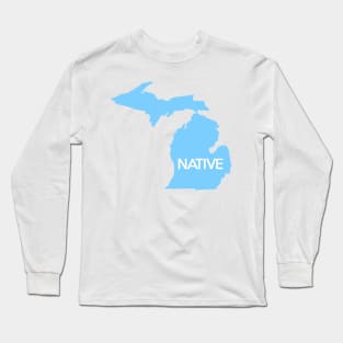 Michigan Native MI Pride Detroit Home Blue Long Sleeve T-Shirt